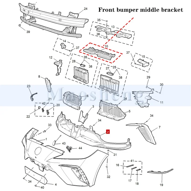 Front Bumper Middle Mounting Bracket Chrome For MG 4 MG4 EV MuLan-Bracket Support Replacement Bumper