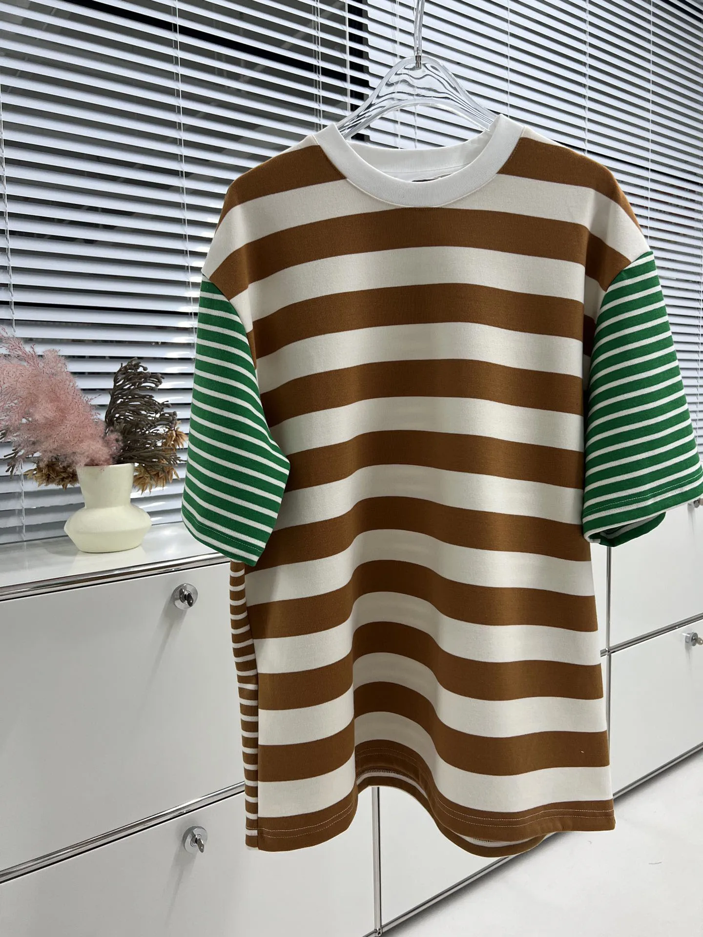

Collision stitching striped top loose fit casual fashion 2023 summer new 0409