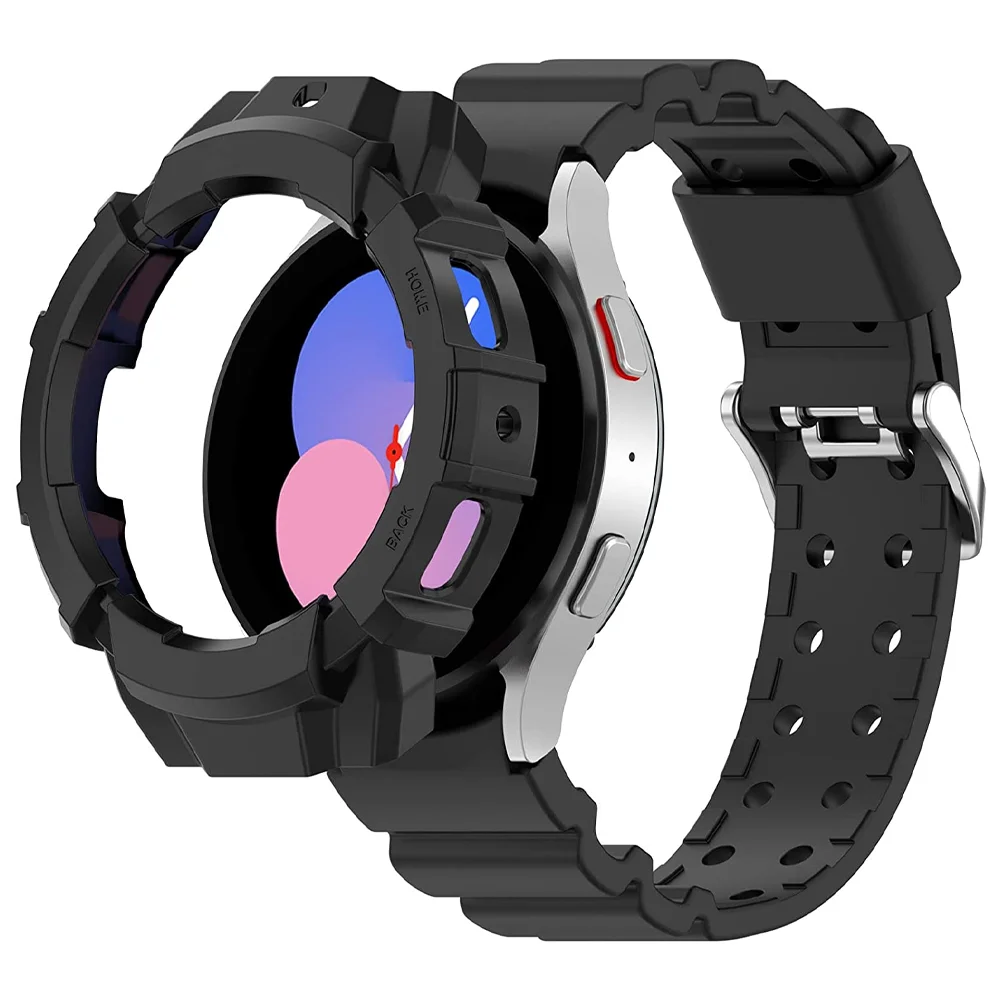 Custodia + Cinturino Per Samsung Galaxy Watch 4/5 44Mm 40Mm Silicone No Gap Bracciale Correa Cover Protettiva Galaxy Watch 5 Cinturino 20Mm