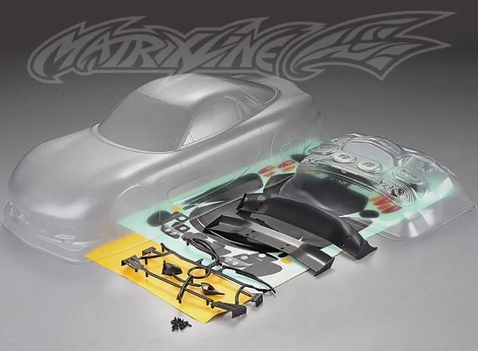 RC RX7 1/10 1:10 RC PC ボディシェル 195 ミリメートル幅ランプ