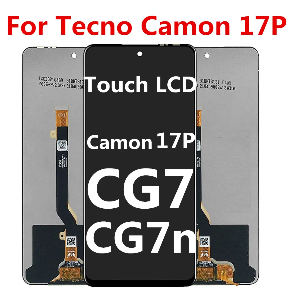 

Новый черный дисплей 6,8 дюйма для Tecno Camon 17P CG7 CG7n, ЖК-дисплей, сенсорный экран, дигитайзер, сменная панель в сборе