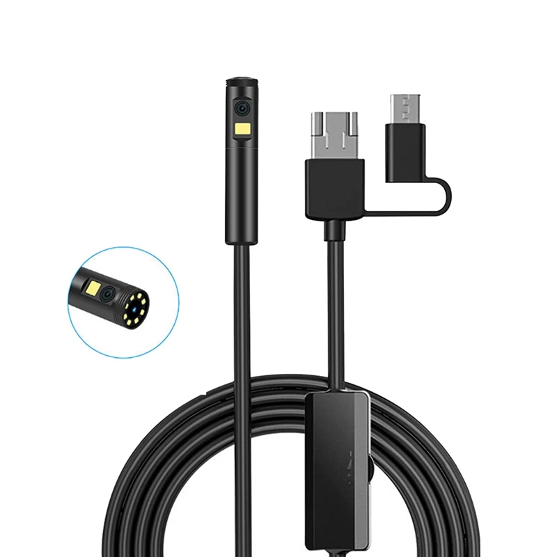 

HD 1080P Dual Lens Endoscope Camera 9 Leds Soft Wire USB Type-C PC IP68 Waterproof Pipeline Inspection Borescope