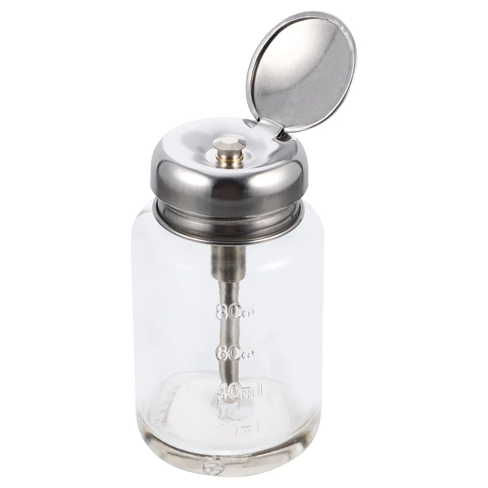 

Empty Clear Glass Pump Dispenser Bottle Alcohol Nail Polish Remover Bottle