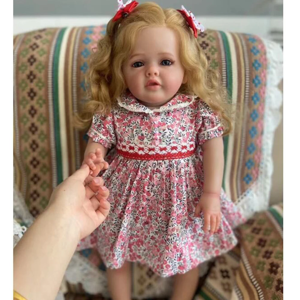 

60 CM 3D Paint Skin Soft Silicone Reborn Baby Doll Toddler Girl Art Bebe With Blood Vessels Lifelike Hand Made Bebe Toy