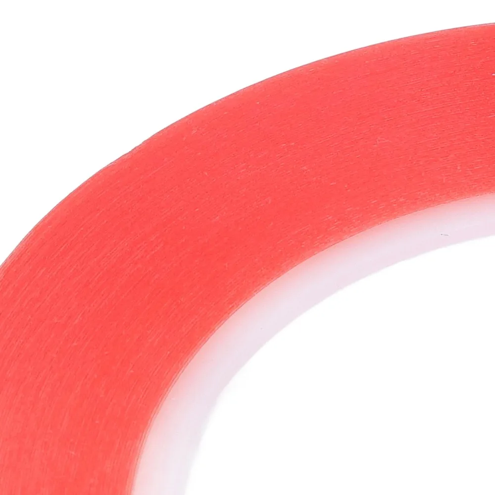 Red Double-Sided Adhesive Tape Set - 5 PCS, Strong Removable PET, Various Widths