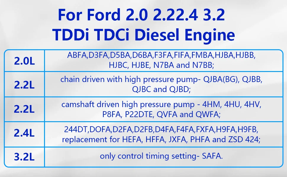 Werkzeug zum Ein- und Ausbau des Steuerkettenradverriegelungssystems und der Einspritzpumpe für Dieselmotoren, geeignet für Ford 2.0 TDDi TDCi OEM 303-682. – Detail 5