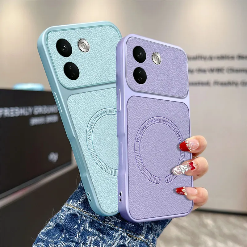Magnetic PU Leather Shockproof Wireless Charging Case