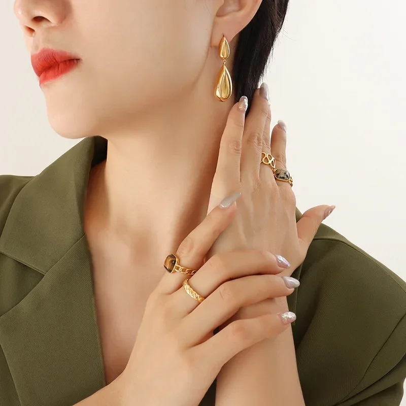다용도 독특한 물방울 스플라이싱 펜던트 후프 귀걸이, 한국 스타일, 심플한 디자인, 트렌디한 인스 액세서리, 여름 신상