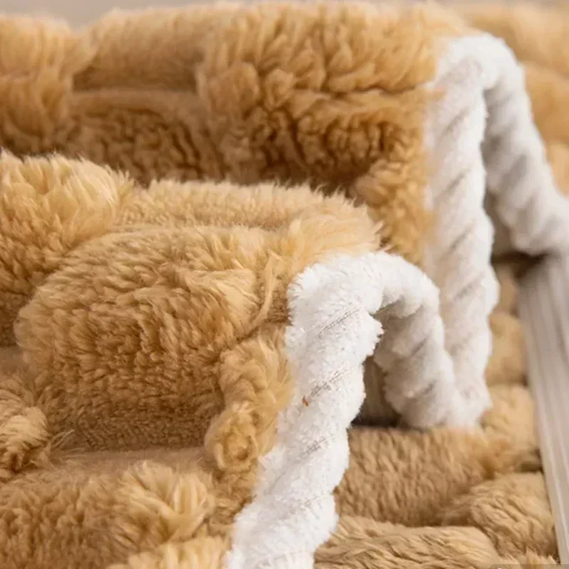Pink Honeycomb Shape Thicken Sofa Towel Winter Plush L Corner Universal Sofa Cover Soft  Non-slip Couch Cushion Living Room  Mat 4