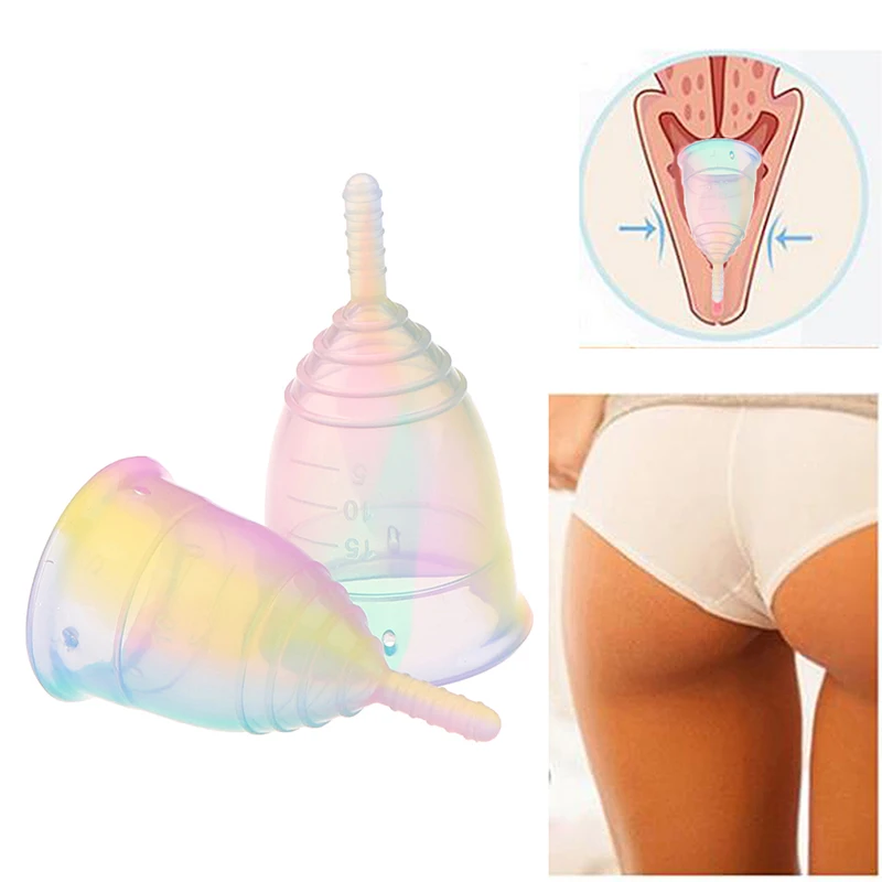 

1PCS Colorful Women Cup Medical Grade Silicone Menstrual Cup Feminine Hygiene menstrual Lady Cup Health Care Period Cup