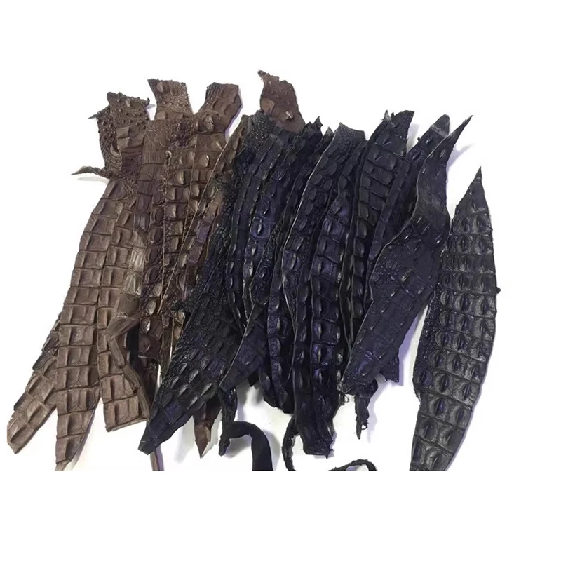 Leather Fabric Leather Material Handmade Leather Genuine Leather Crocodile Spine Material, Black Keychain, Pendant, DIY Leather Bag Accessories, Handmade