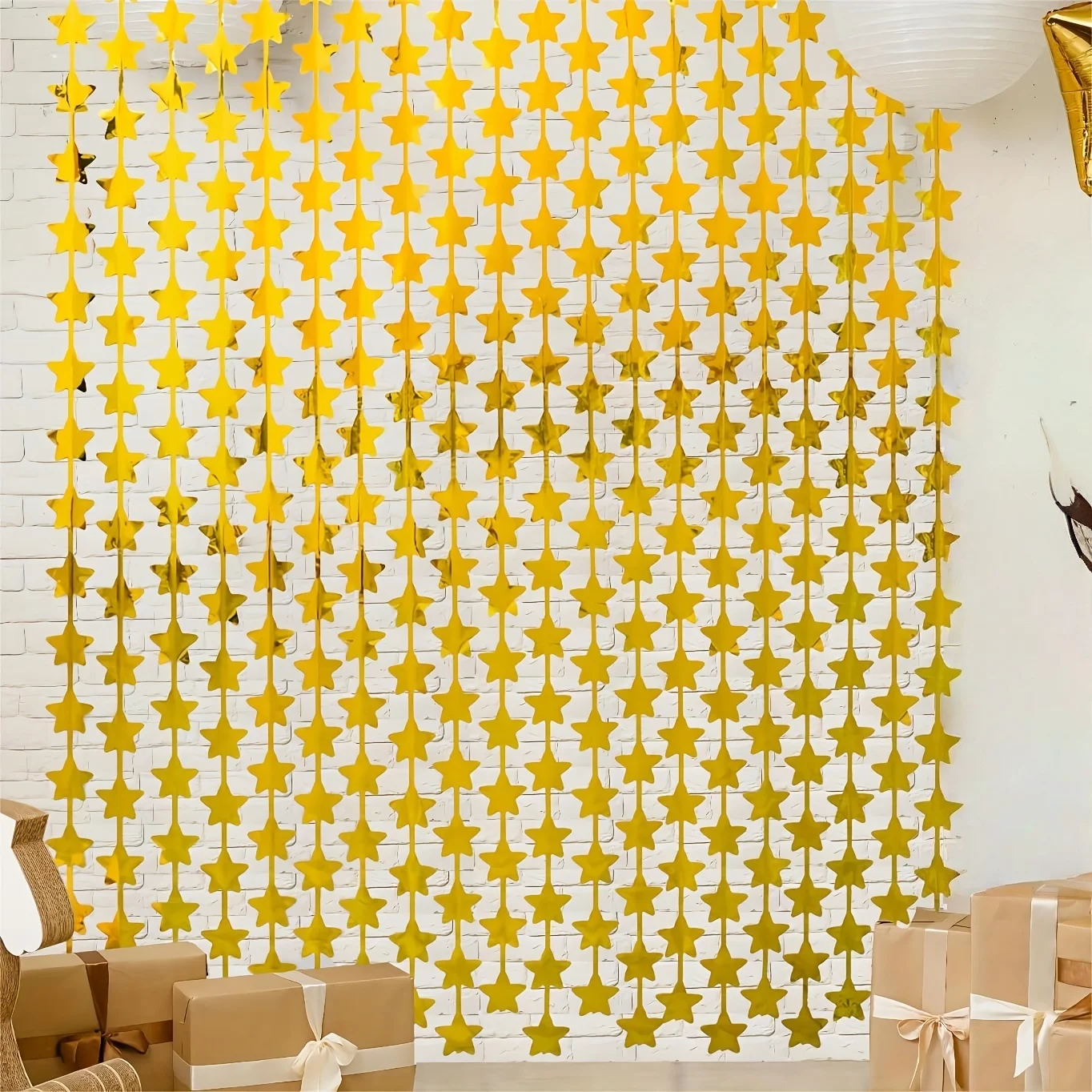 1 Pezzo Tenda di Frange Dorate a Stella per Sfondo Festa, Striscione per Compleanno, Matrimonio, Addio al Nubilato, Natale - immagine 4