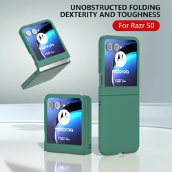 Luxurious Skin Feel Protective Case - Solid Color, 2-Piece Hinge Set, Anti-Scratch & Lightweight Cover for MOTO RAZR 60 (Dark Green)