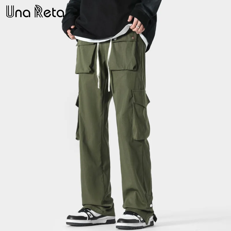 

Una Reta Man Pants Harajuku 2024 New Hip Hop Multi-Pocket Cargo Pants Men Streetwear Fashion Y2K Sweatpants Trousers