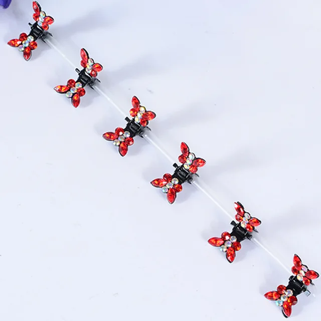 ncmama 12pcs/set Mini Rhinestone No-Slip Grips Hair Clips for Women Girls Glitter Teeth Metal Clamps Flower Hair Accessories 12pcs E