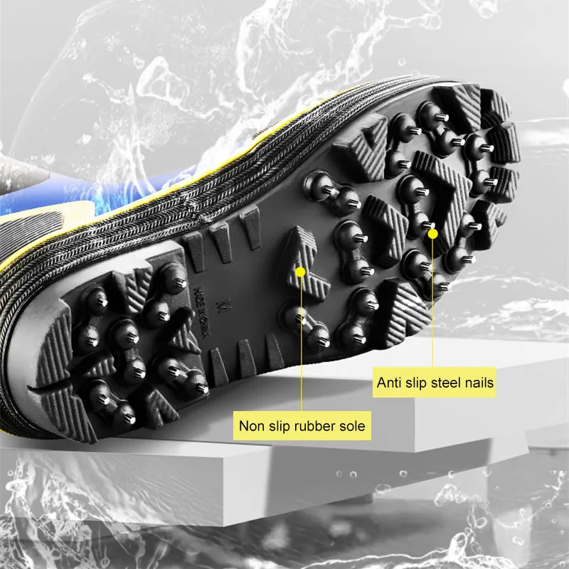 Steel Nails Sole Fishing Hunting Boots Rubber Supper Anti-slip Sole High Drum Rain Boots Sea River Reef Rock Fishing Shoes