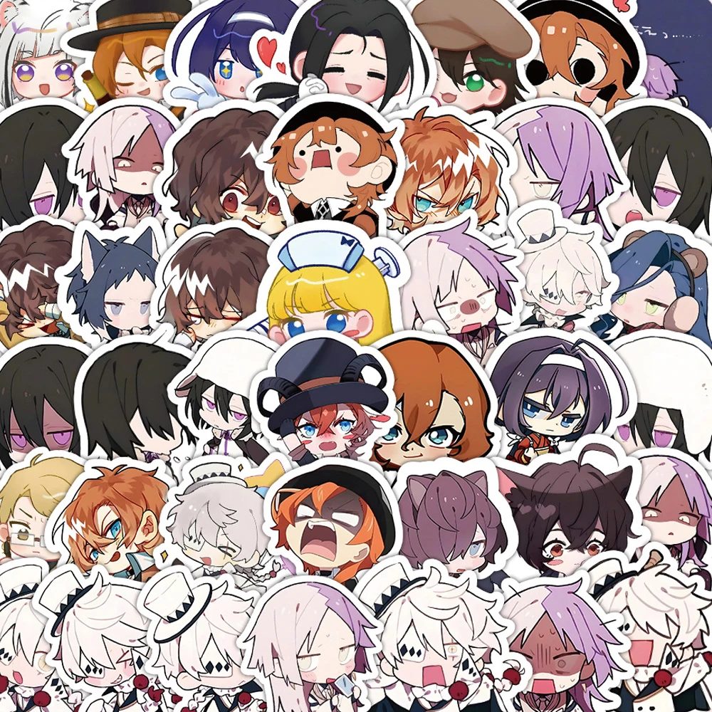 

10/30/60pcs Kawaii Anime Bungo Stray Dogs Stickers Cute Cartoon Sticker Phone Case Skateboard Notebook Graffiti Decals Kids Toy