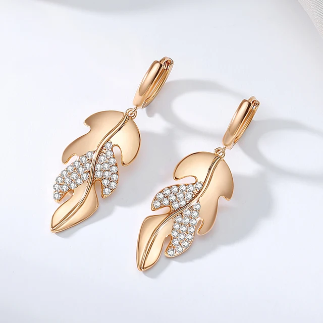 SYOUJYO-pendientes largos con forma de hoja para mujer, aretes