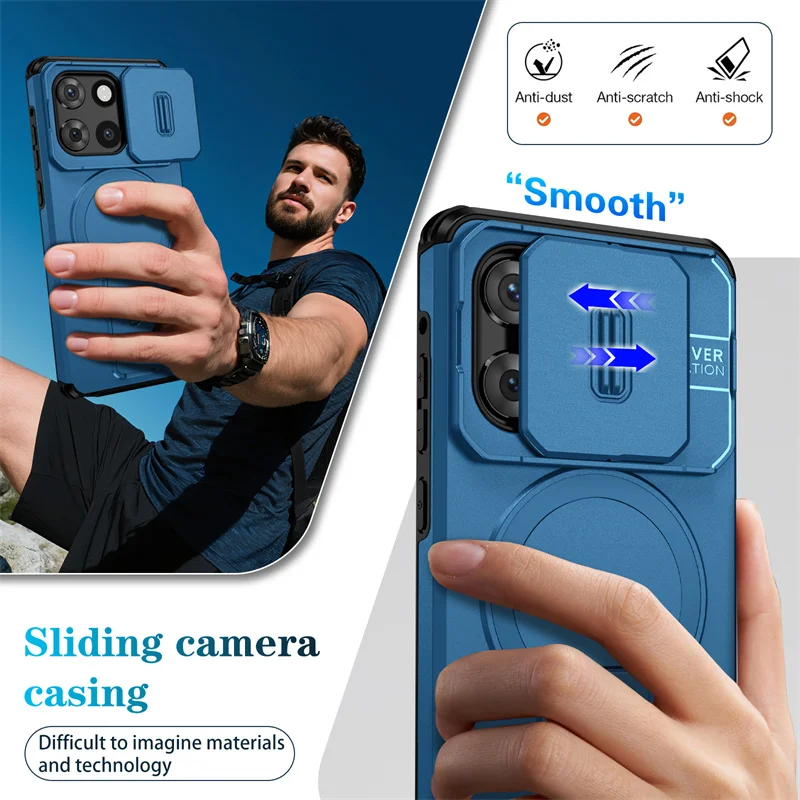 Enhanced Protective Armor Shockproof Case with Magnetic Wireless Charging and Foldable Stand
