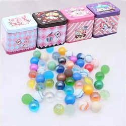 Lot de 50 boules de verre de 16 Mm, petites billes avec boîte, Console de crème, Machine à Pinball, jouets pour parents et enfants 
