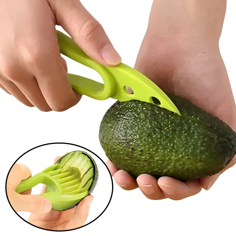 Avocado Cutter 1 Multi-functional 3-in-1 Avocado Cutter Plastic Knife Peeler Kiwifruit Berry Avocado Slicer Pulp Separator Kitchen Tools