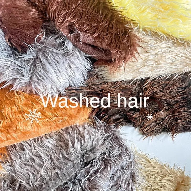 Tela de felpa lavada de pelo largo, suave al metro para ropa