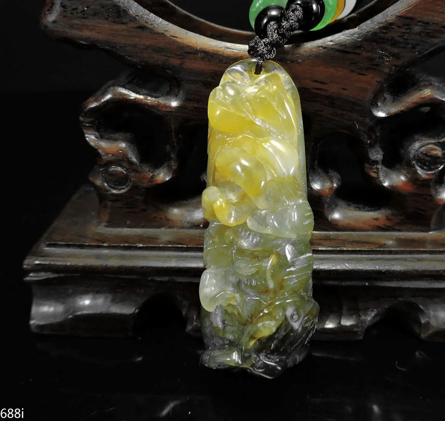 Jade Jewelry Natural Jade Pendant Necklace Hand-Carved butterfly&peony flower Jadeite Necklace Pendant Gift No Treatment 688i
