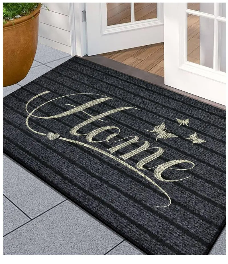 Striped Door Mat - Machine Washable Soft Absorbent Floor Carpet for Bathroom Entrance
