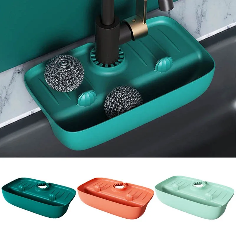 Silicone Kitchen Faucet Mat Sink Splash Pad Drain Pad Bathroom Countertop Protector Shampoo Soap Dispenser Quick Dry Tray