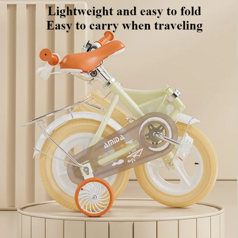 Bicicleta para niños con ruedas de entrenamiento, cesta de freno