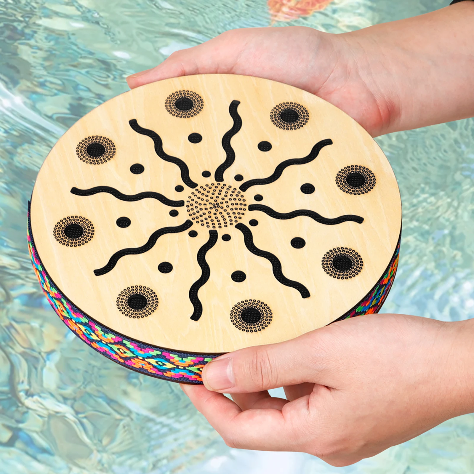 8 inch Stream Drum Sun Pattern Sound Therapy Instrument Imitates Stream Water Sound Drum Orff Child Enlightenment Instrument