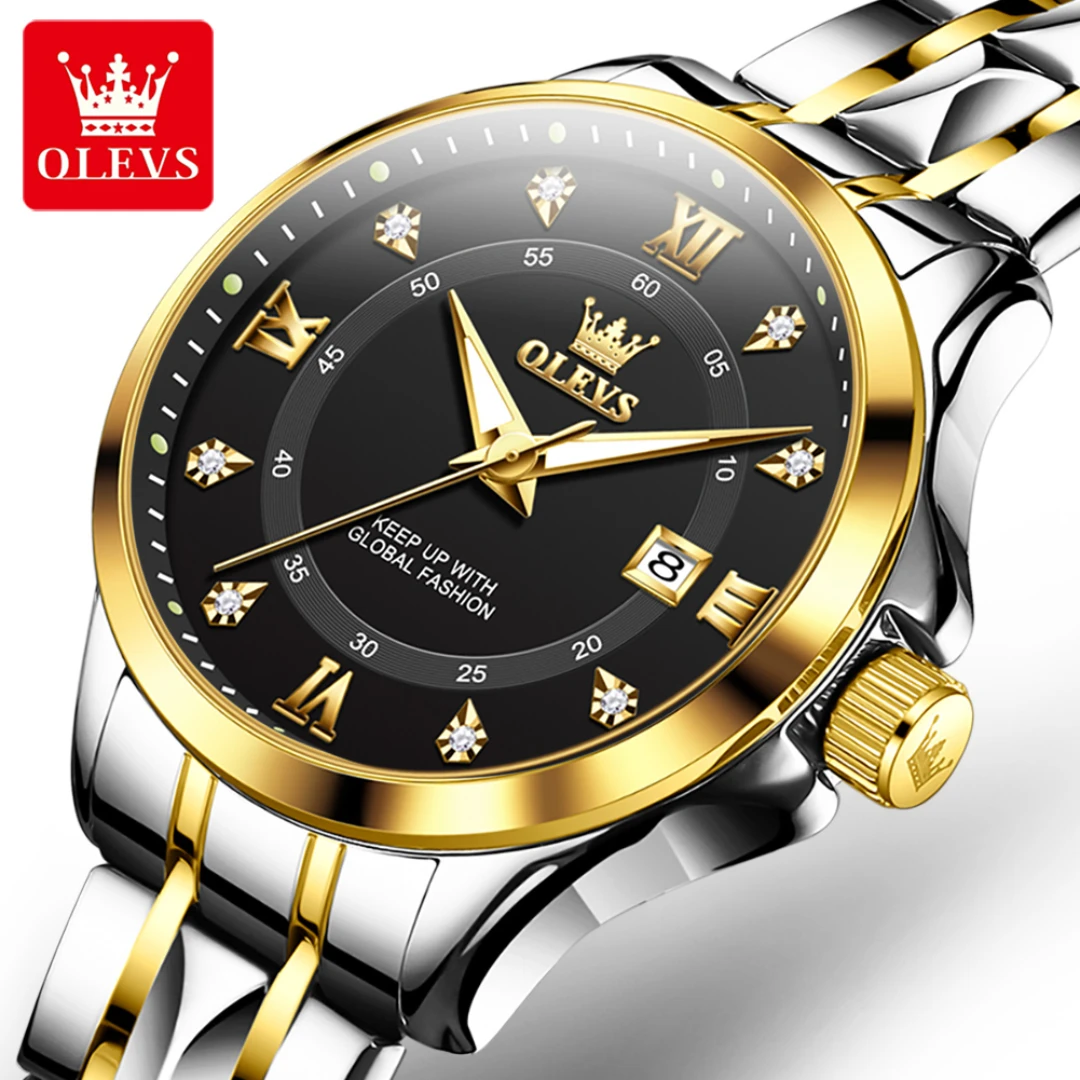 

OLEVS 2906 Business Quartz Watch Stainless Steel Watchband Round-dial Week Display Calendar