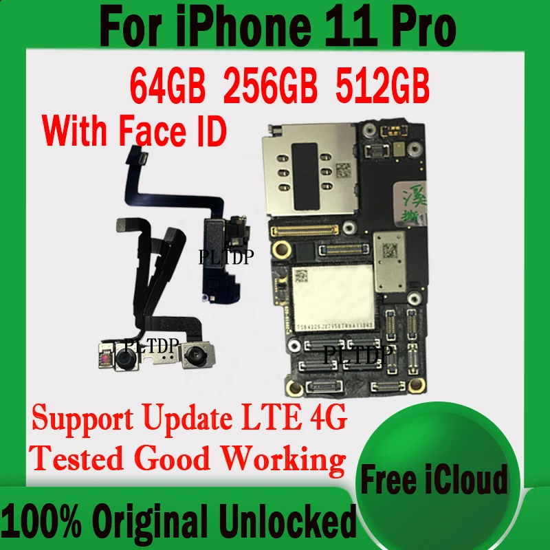 

For iPhone 11 Pro Motherboard With/Without Face ID Support Update LTE 4G Original Unlocked Logicboard 64GB No ID Account Plate