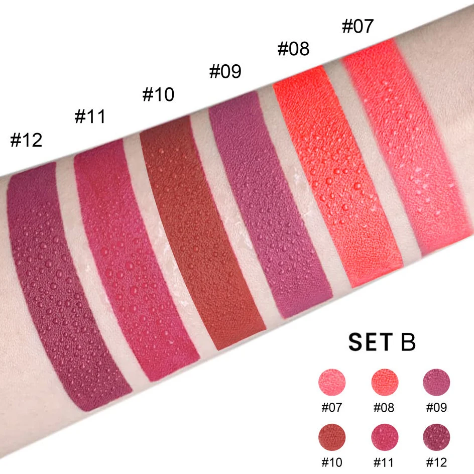 Long-lasting Matte Lipstick Collection 12 Shade Nude Bean Paste Set_voghion.com