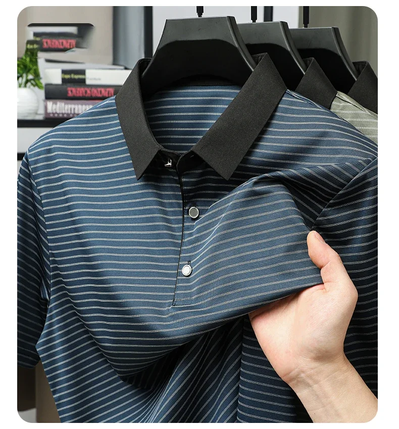 BROWON Brand 2025 Summer Man's Branded Polo Shirt Thin Striped Design Short Sleeve Retro Style Office Work Polo Shirt for Man 19 S59eb664c433d4e3680321969380332eao