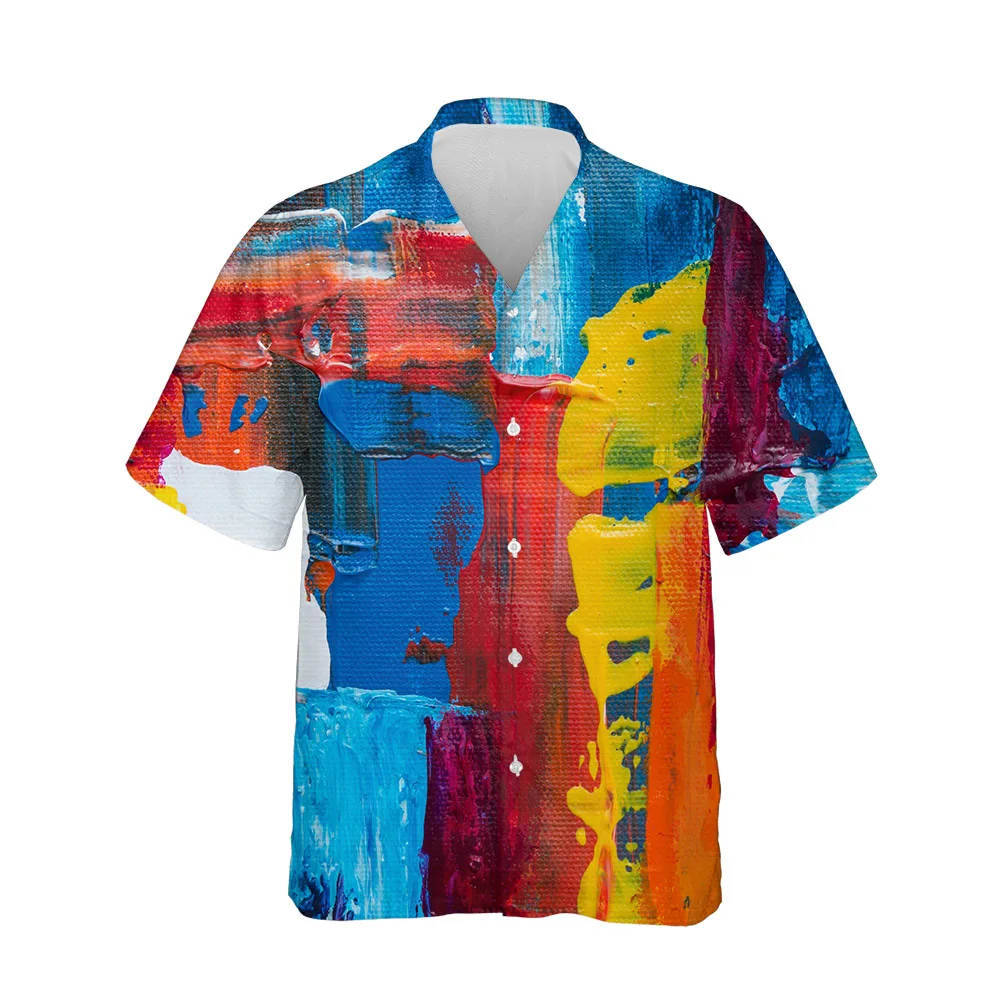 

Jumeast New Summer Hawaiian 3D Aesthetic Abstract Men's Short Sleeve Shirt Clothing Casual Loose Blouse Breathable Man Clothes