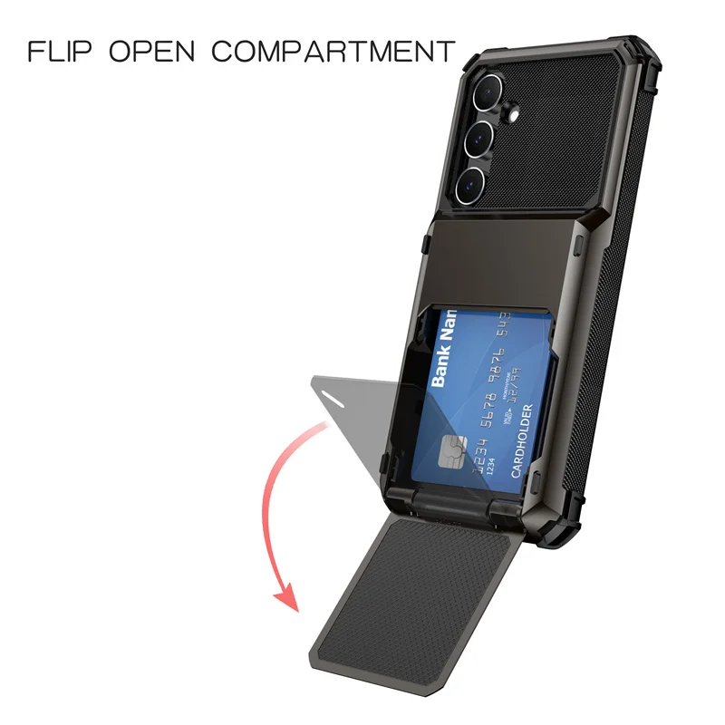 Shockproof Armor Flip Wallet Case with Card Slot Cover