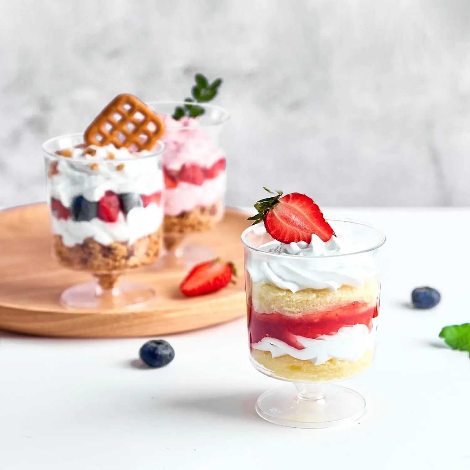 Plastic Cups Plastic Dessert Cups Dessert Cups 10PCS 5 oz Mini Dessert Cups Spoons Small Dessert Cups Plastic Footed Wine Glasses Serving Trifles Appetizers
