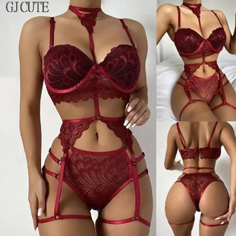 Sexy Lingerie Lace Underwear Halter Garter Erotic Lingerie Set