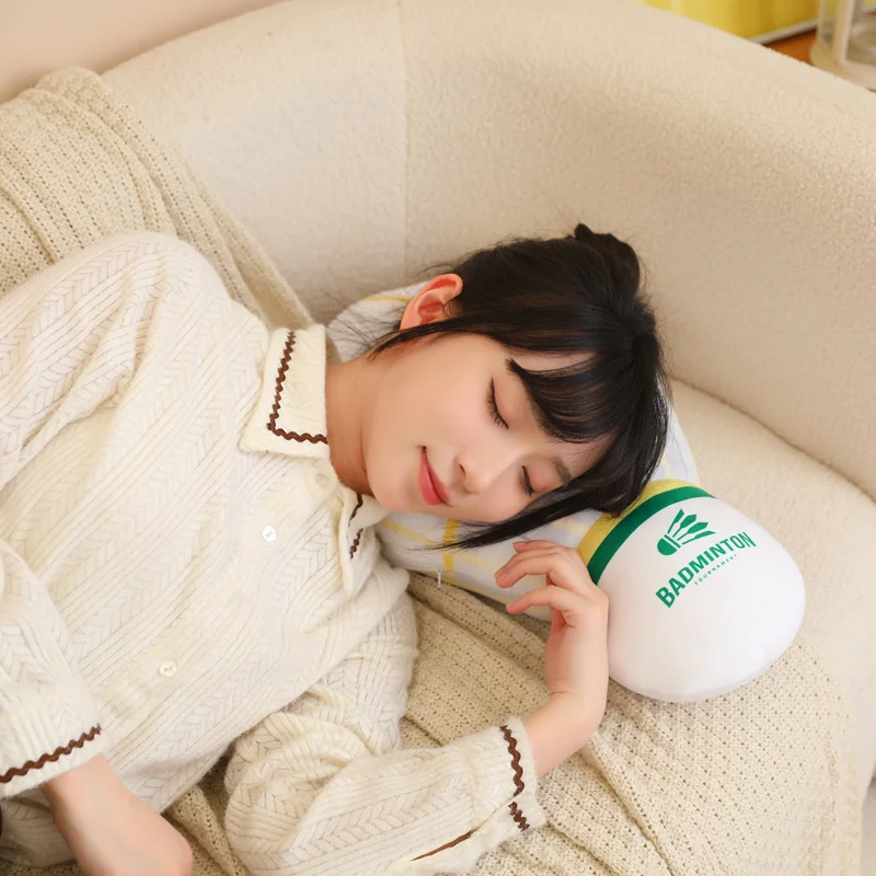 55x47cm White Plush Shuttlecock Pillow Stuffed Badminton Sport Ball Equipment Cushion Back Support Plushie Peluche Gift 4