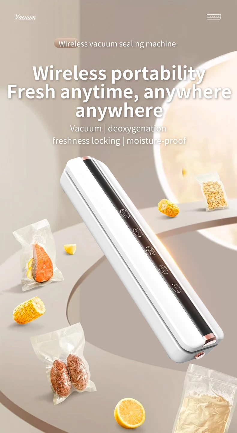 Description Picture 2 of itemFood Vacuum Automatic Air Sealing Sealing Machine Home USB Wireless Wacuum Sealer 1500mAh 62KPa High-Suction Store Food Vacuum