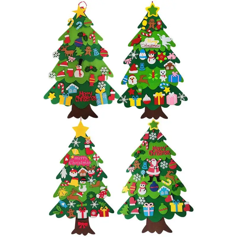 

Felt Christmas Tree 3Ft DIY String Light For Kids With Detachable Ornaments Wall Hangings Christmas Gifts for Home Decor
