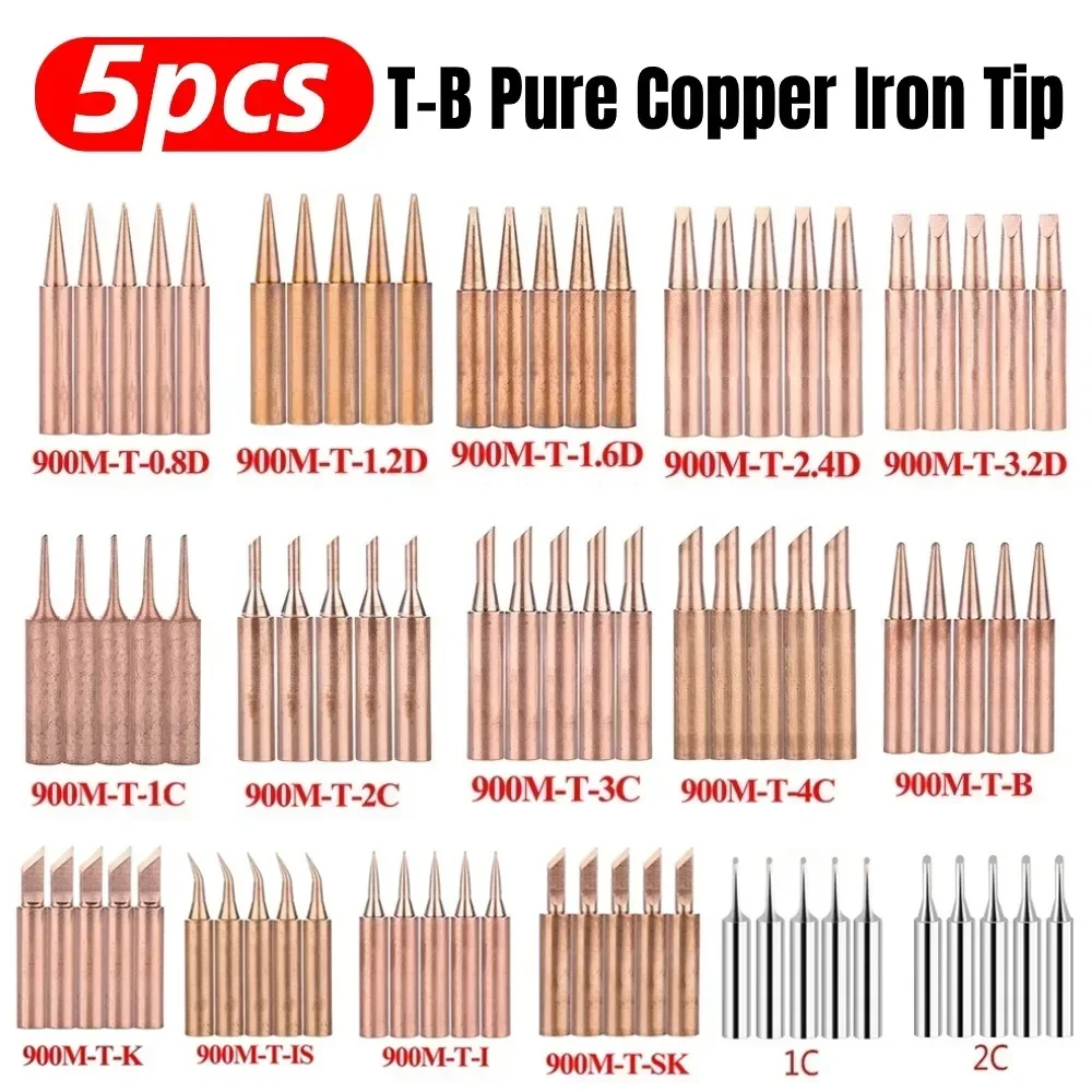 Soldering Iron Tip Copper Leadfree Weding Head 5pcs For Electric Welding Equipment