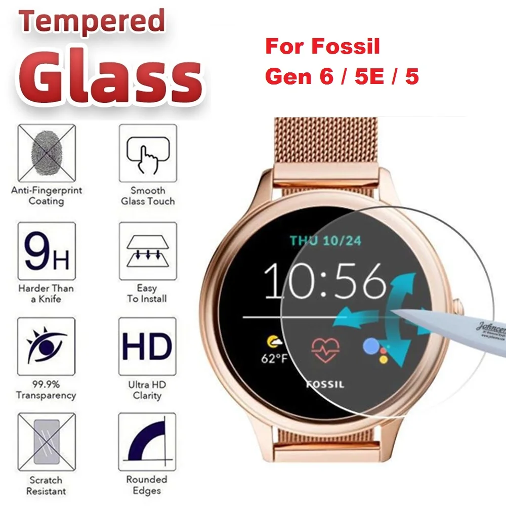 Proteggi Schermo Per Fossil Carlyle HR (5a Gen): 6 Pellicole In Vetro Nano Flessibile 9H