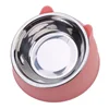 Lovely Cat Bowl Creative Inclined Kitten Puppy Food Feeding Stainless Steel Bowls Cats Drinking Feeder Pet Dogs Cats Feeders 6