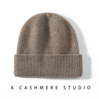 High Quality 100% Cashmere Knitted Hat for Women and Men Casual Beanie Hat Thicken Cap Winter Soft Warm Cashmere Caps Unisex
