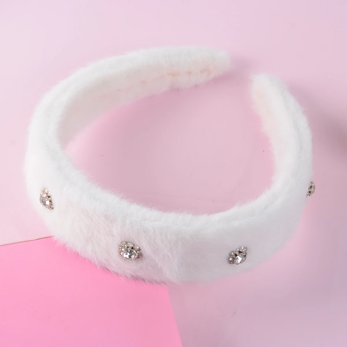 Modisches und elegantes Plüsch-Stirnband mit breiter Krempe und Strasssteinen, Damen-Haarschmuck, geeignet für Partys, Bälle, Kleiderbügel, Freundentreffen, Neujahrsgeschenke – Detail 6