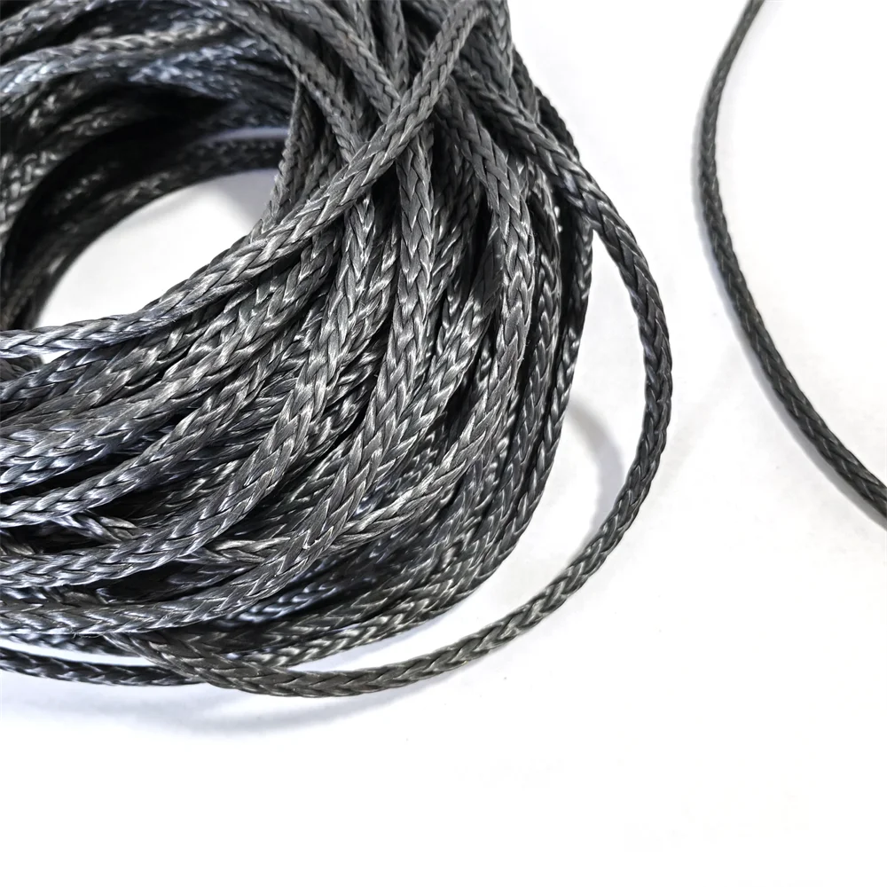 12 strands braided black pure Kevlar braided rope hollow rope eye loop rope 3