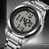 New ModelsTop Luxury Stainless Steel Strap Sport Watches Mens Waterproof Back Light Digital Wristwatch Male Alarm 1