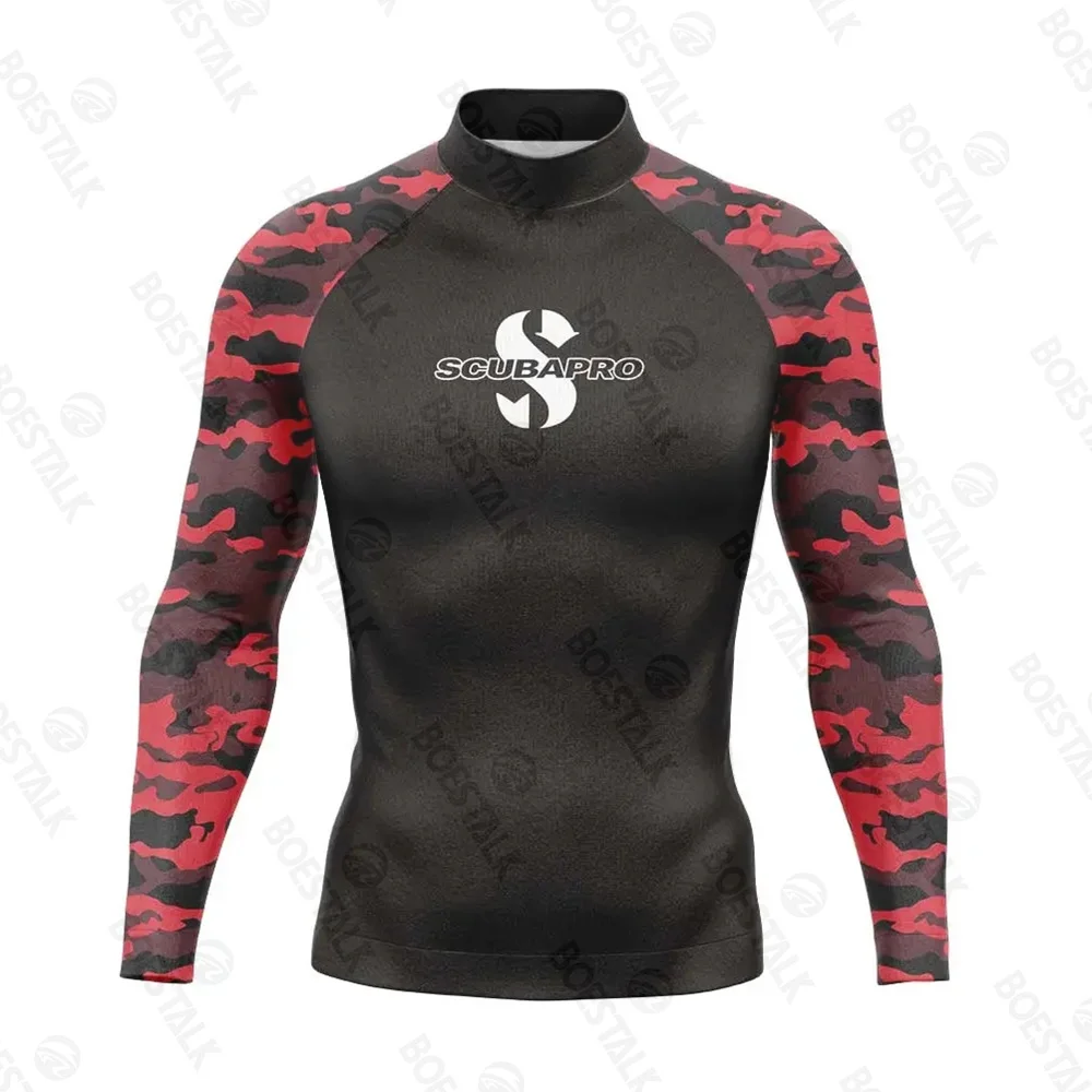 Scubapro-traje de surf de manga larga para hombre, ropa de playa con protección solar UV, traje de baño de buceo, camiseta de natación